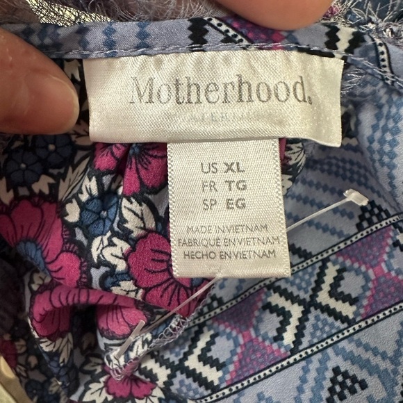 Motherhood Maternity Floral Cap Sleeves Fringe Neck Multi Print Top sz XL - Picture 6 of 6